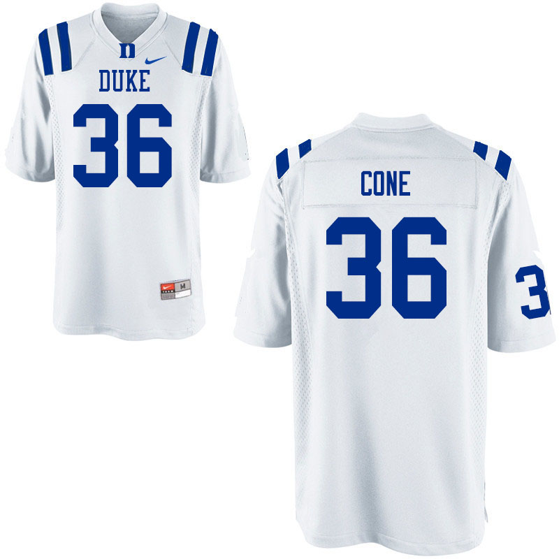 Men #36 Matthew Cone Duke Blue Devils College Football Jerseys Sale-White - Click Image to Close